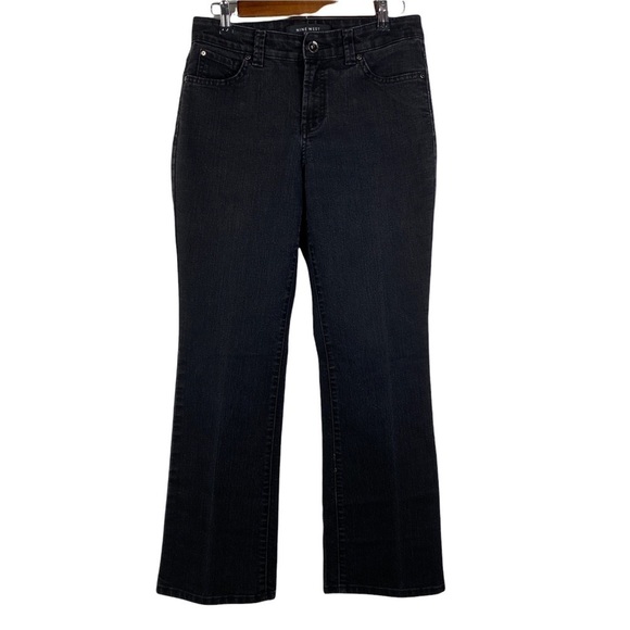 Nine‎ West Black West End Bootcut Jeans Women's 8/28 Short Button Flap Pockets - Picture 1 of 11